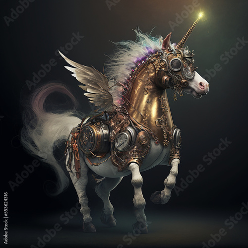 Ai generated steampunk unicorn fairy. Created using ai generative.  © McKinney Photography