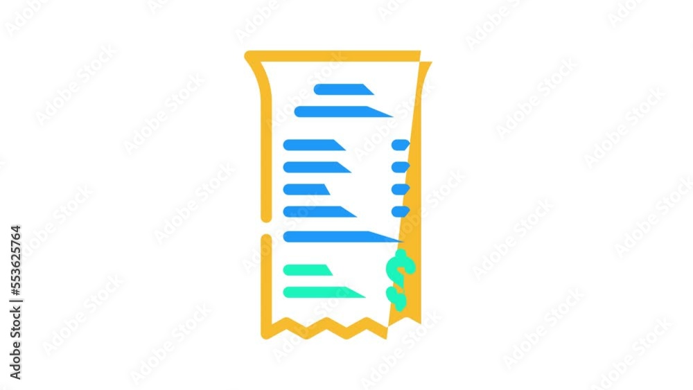 bill receipt color icon animation bill receipt color icon animation