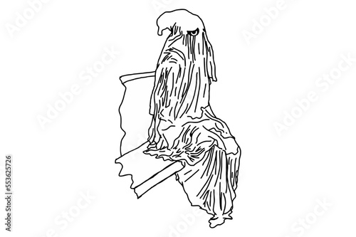halloween grim reaper sitting on a chair