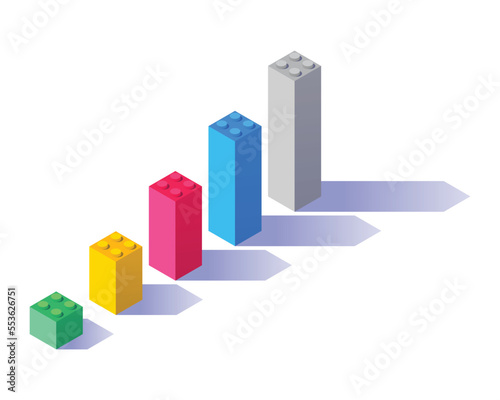 Chart blocks toy, Back to school. 3d design vector.
