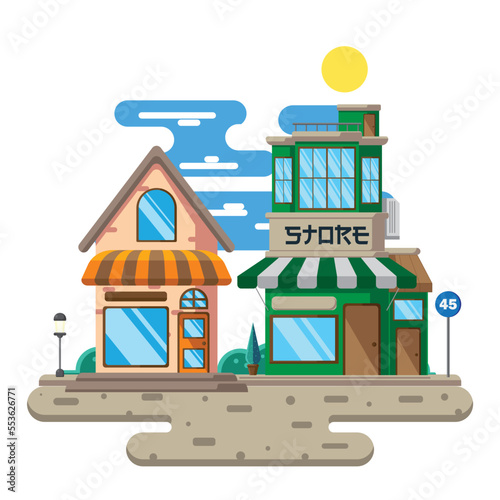 Vector illustration of store with flat design style