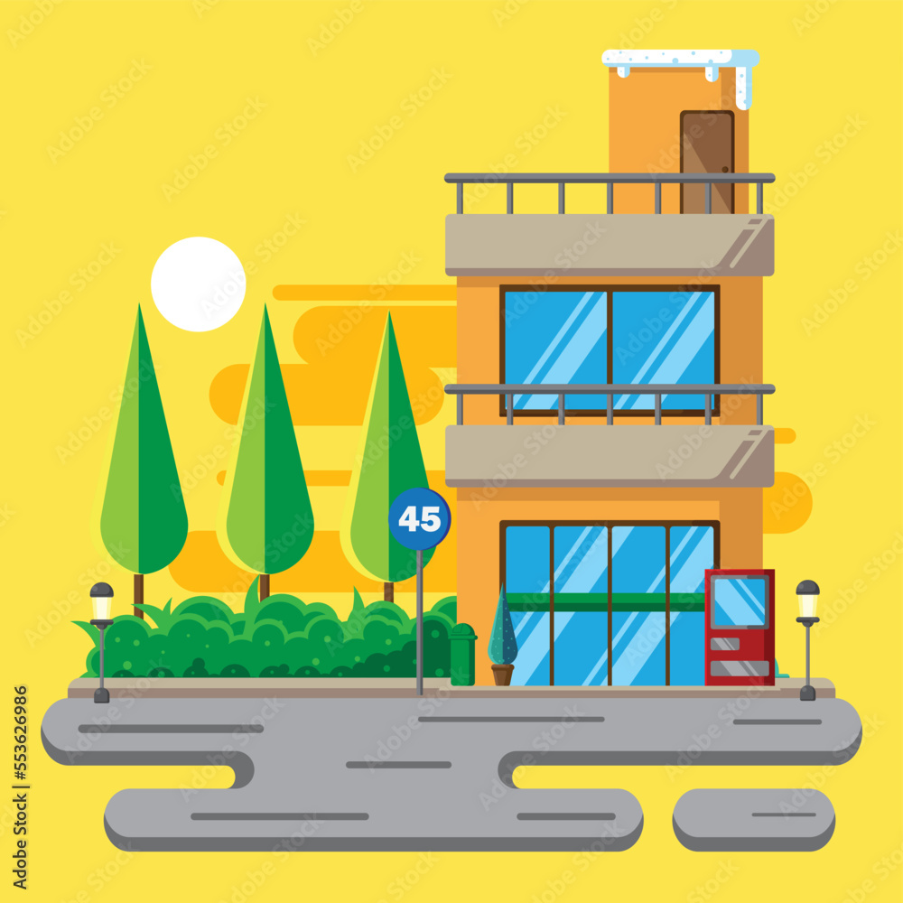 Vector illustration of store with flat design style