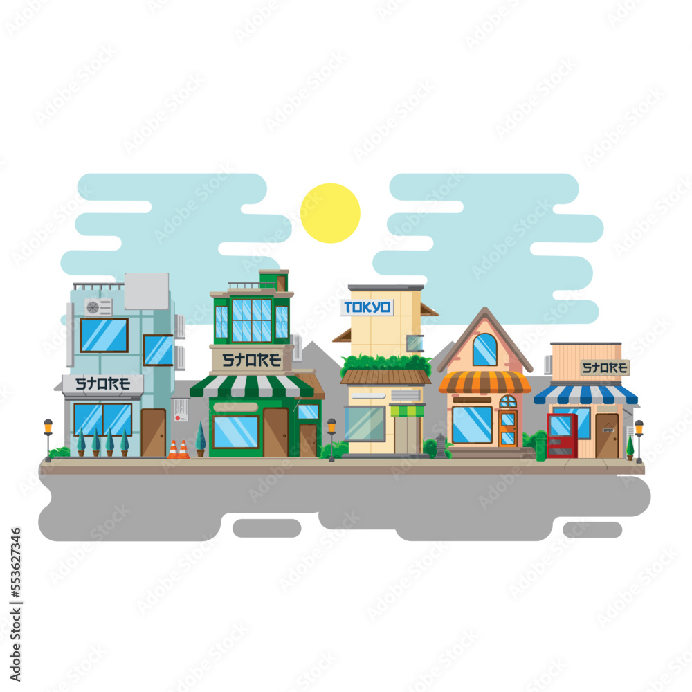 Vector illustration of store with flat design style