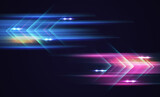 Abstract modern hight speed light arrow line technology effect. Modern abstract high speed motion. Colorful dynamic motion on a darkbackground. Vector illustration