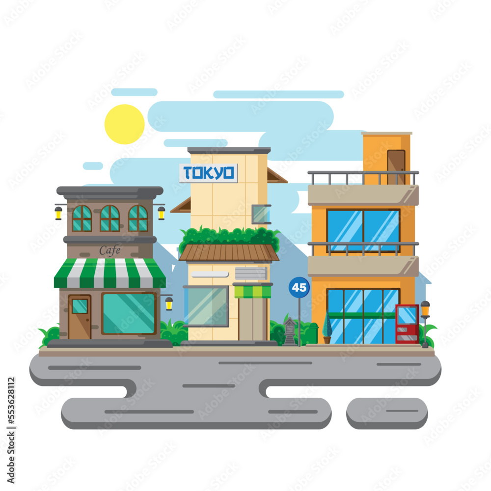 Vector illustration of store with flat design style