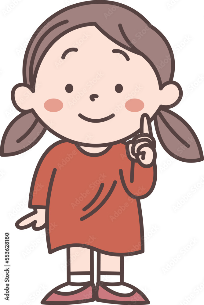 女の子が上に指差ししているイラスト素材 女の子が上に指差ししているイラスト素材