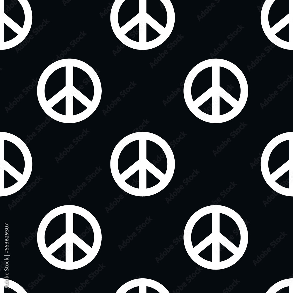 Vector flat hand drawn seamless pattern with pacific, peace symbol. Flat vector hippy boho illustration Vector flat hand drawn seamless pattern with pacific, peace symbol. Flat vector hippy boho illustration