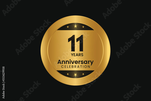 11 years Anniversary Celebration golden design.