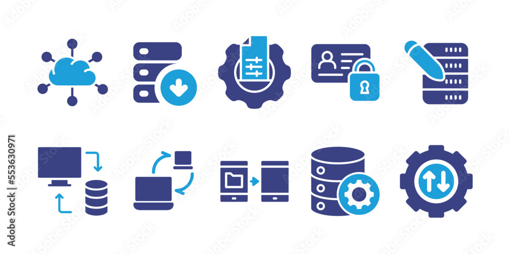 Data icon set. Duotone color. Vector illustration. Containing input ...