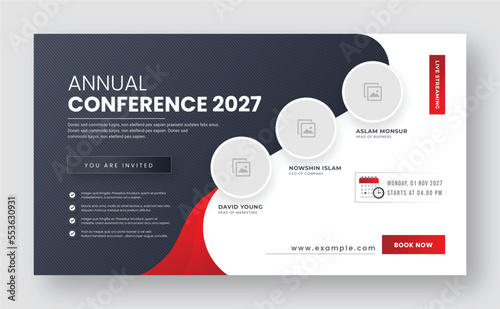 Business Webinar Invitation Design. Business Conference Invitation Template. Annual Business Conference Banner. Online Live Webinar. Webinar and Business Conference Social Media Post Banner Template.