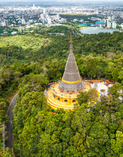 Phra Maha Chedi Tripob Trimongkol steel pagoda in Hat Yai, Songkhla, Thailand  photo