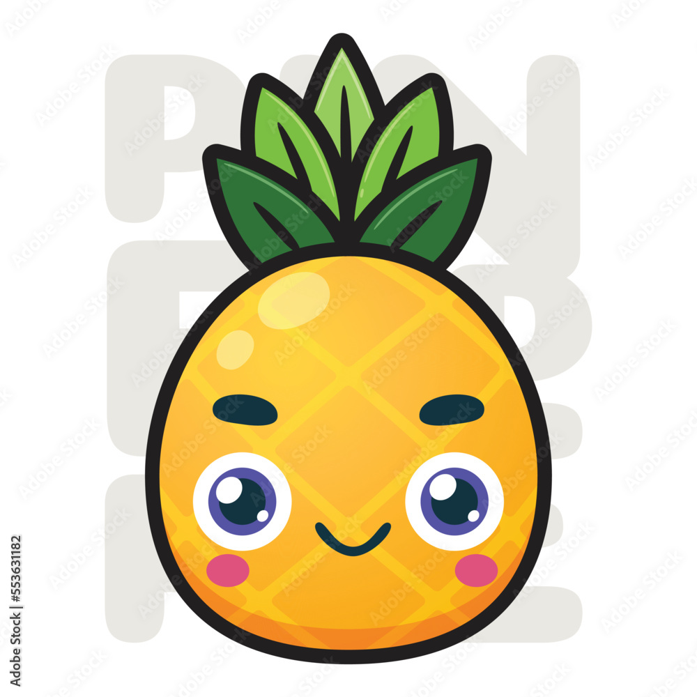 Obraz premium The smiling and cute pineapple. Isolated Vector Illustration