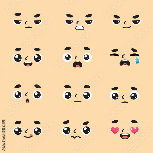 A set of Cartoon Faces in various expressions