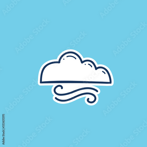 windy weather icon doodle hand drawing outline fill style