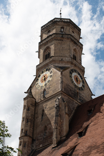 West tower of the Stiftskirche (Collegiate Church) in Stuttgart, Germany