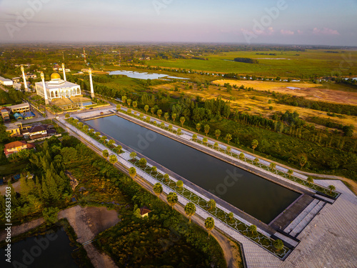 Aerial view of Central Mosque in Songkhla, Thailand