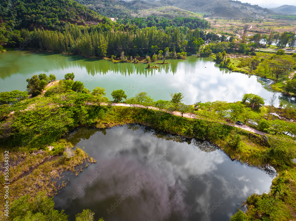 Aerial view of Liwong Lake in Songkhla, Thailand