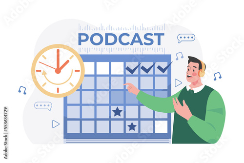 Man Scheduling A Podcast Release Date