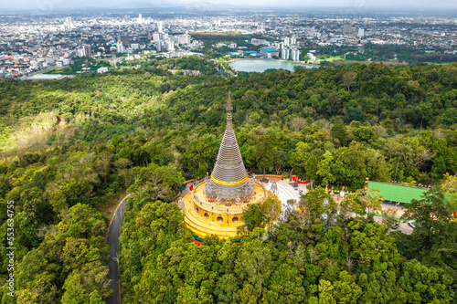 Phra Maha Chedi Tripob Trimongkol steel pagoda in Hat Yai, Songkhla, Thailand  photo