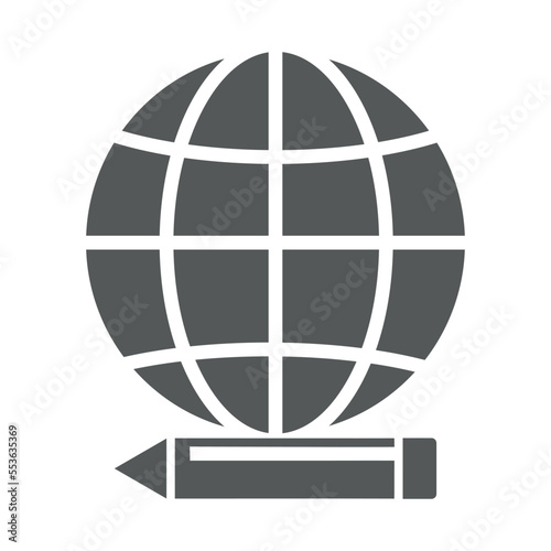 Article, pen, world icon