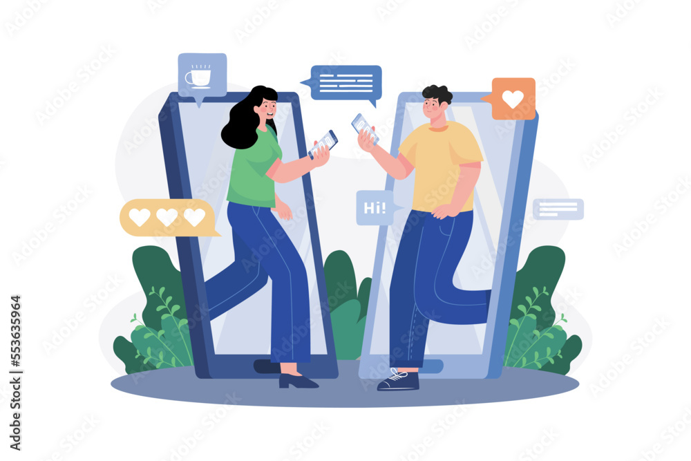 Girl And Boy Chatting On The App Girl And Boy Chatting On The App