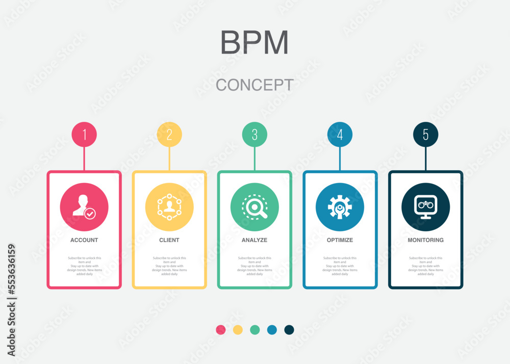 account, client, analyze, optimize, monitoring, icons Infographic ...