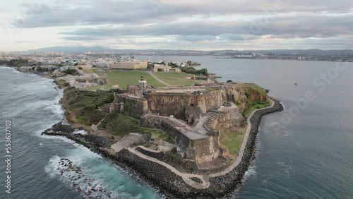 Aerial Panoramic View Of Fort Castle Of El Morro In San Juan, Puerto Rico. photo