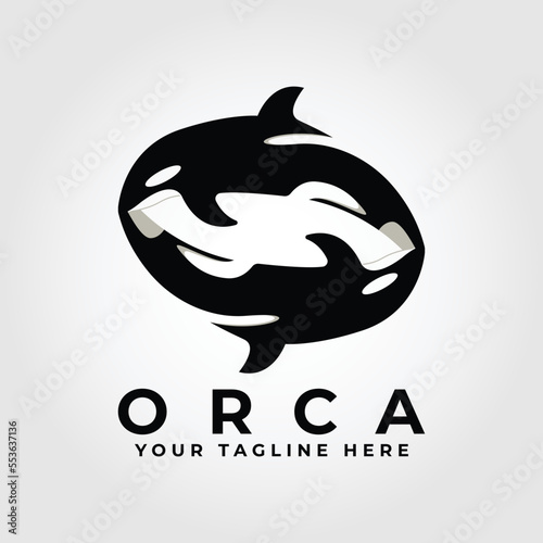 circle couple of orca killer whale logo icon vector design illustration