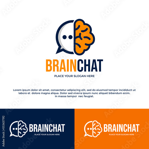 Brain chat vector logo template.