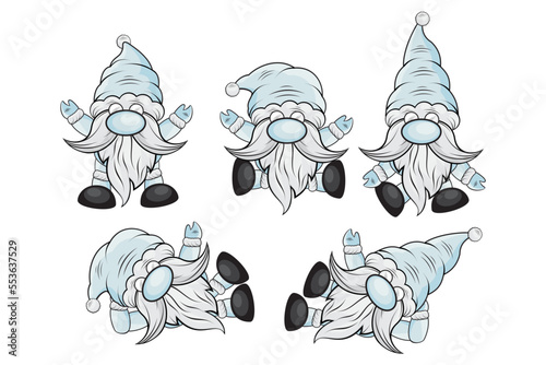 Christmas gnomes collection Vector Illustration. Dwarf Santa on a transparent background photo