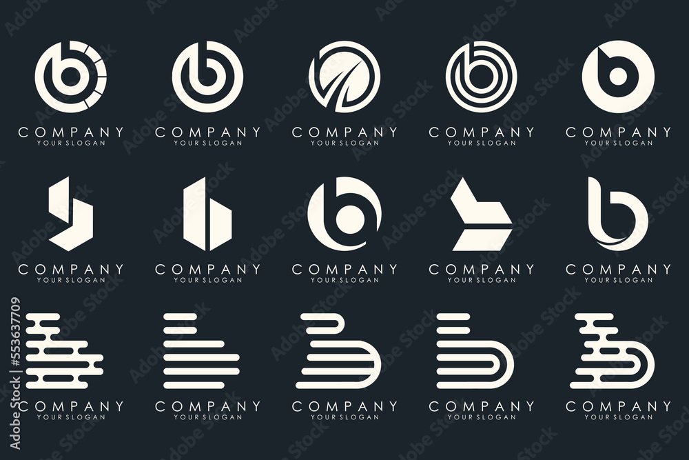 Set of creative letter B logo design template. icons for business of luxury, elegant, simple. Set of creative letter B logo design template. icons for business of luxury, elegant, simple.
