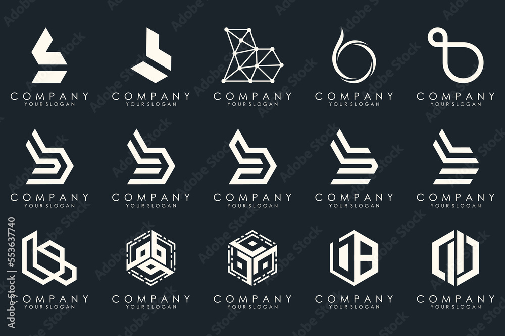 Fototapeta premium Set of creative letter B logo design template. icons for business of luxury, elegant, simple.