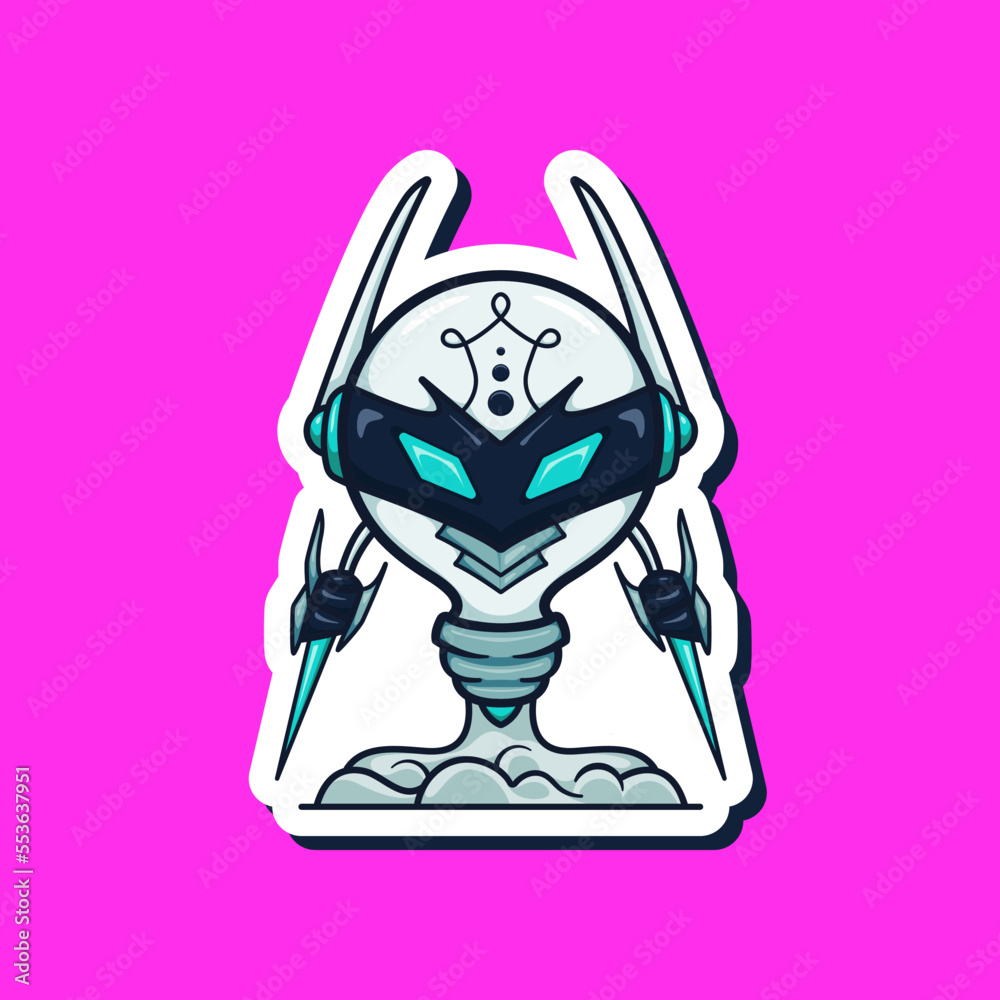 Cute adorable cool cartoon robot metal lamp bulb light illustration for sticker icon mascot logo Cute adorable cool cartoon robot metal lamp bulb light illustration for sticker icon mascot logo