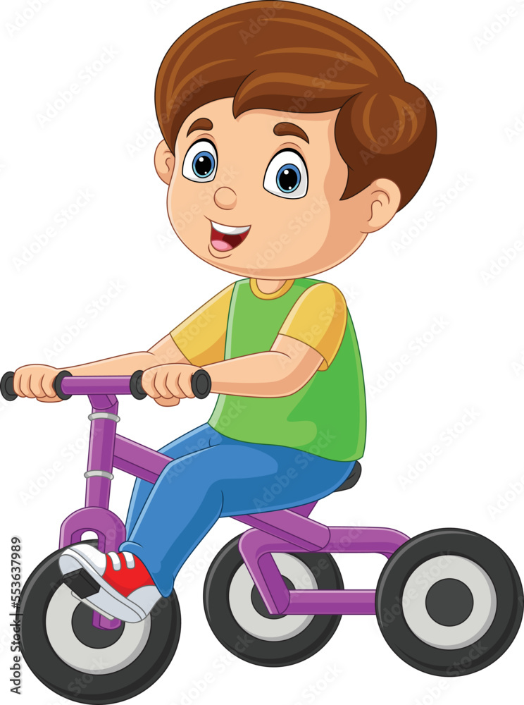 Cute little boy cartoon riding bicycle Cute little boy cartoon riding bicycle