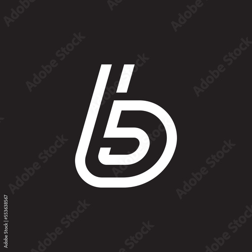 B logo or B5 letter and number vector combination line outline