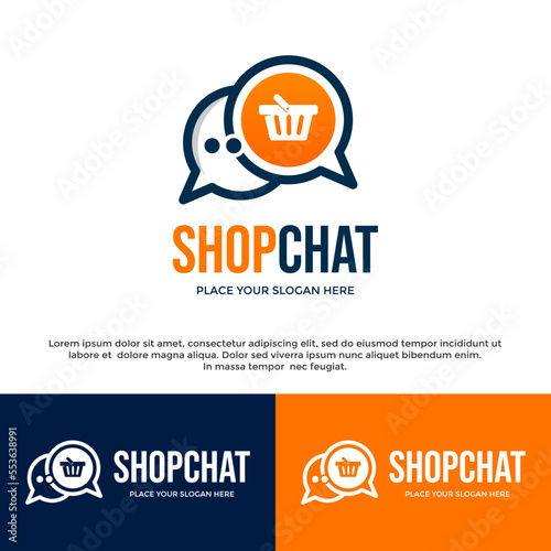 Shopping chat vector logo template
