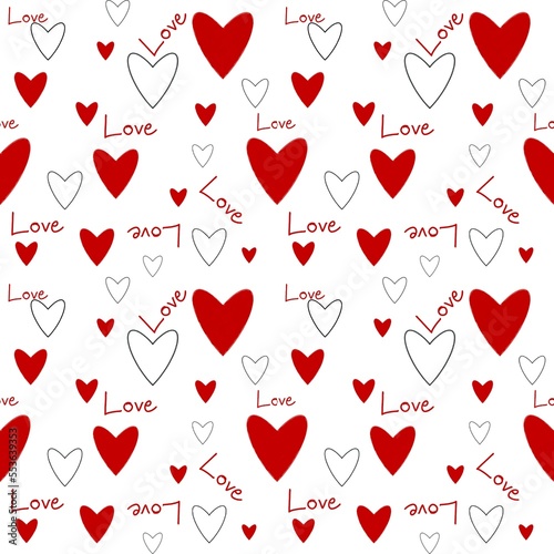 Valentine heart seamless drawings can be used in decorative design Fashion clothes, curtains, tablecloths, gift wrapping paper