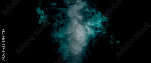 background with clouds. old vintage blue green background with distressed texture and grunge design with black border. Cosmic neon polar lights watercolor background