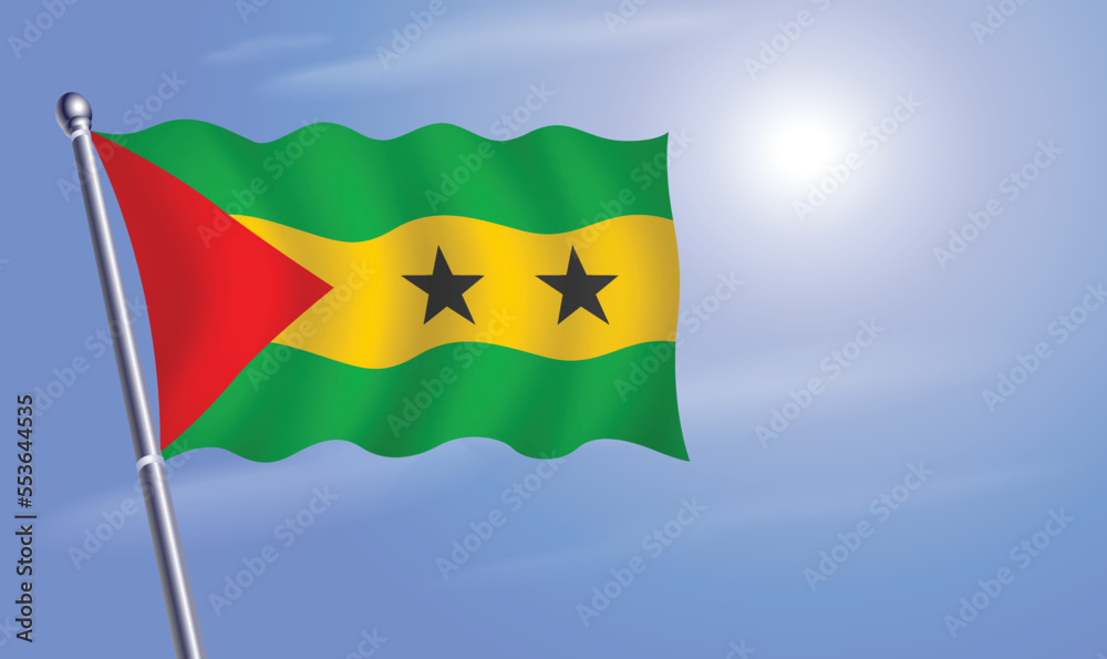Sao Tome and Principe flag against a blue sky Sao Tome and Principe flag against a blue sky