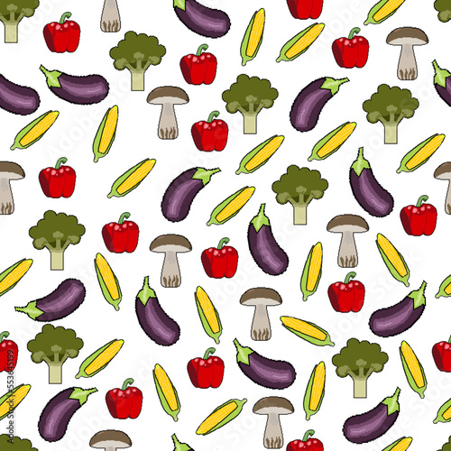 pixel pattern of icons of vegetables for proper nutrition on a white background
