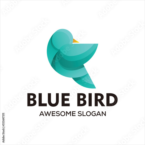 Vector blue bird logo illustration colorful abstract gradient