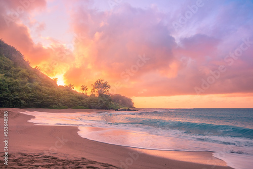 Kauai Hawaii Ocean island sunset photo