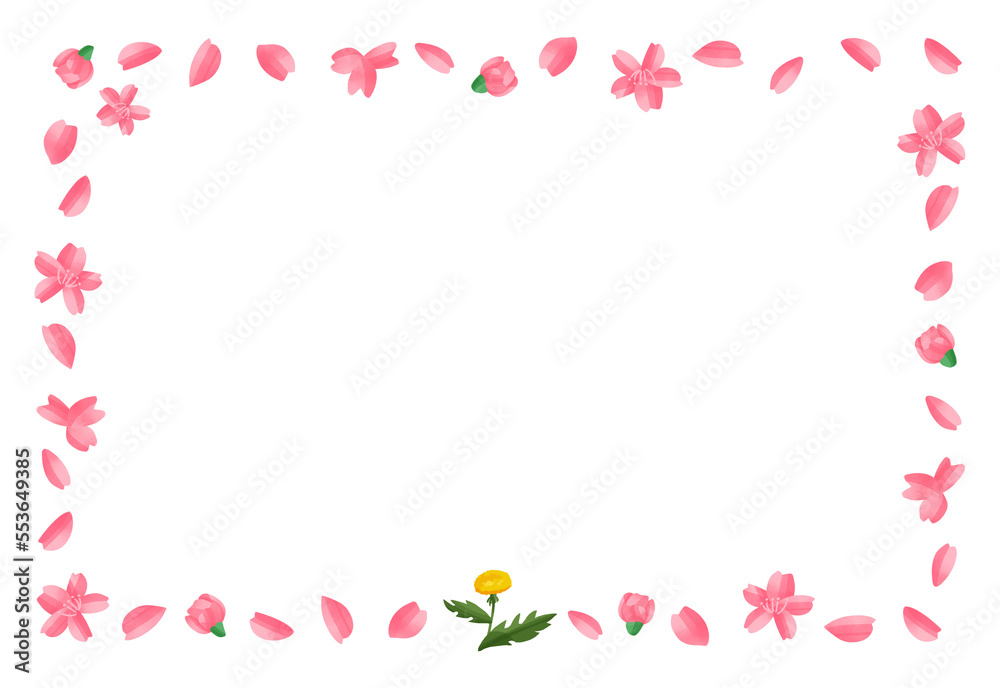 蒲公英と桜のフレーム