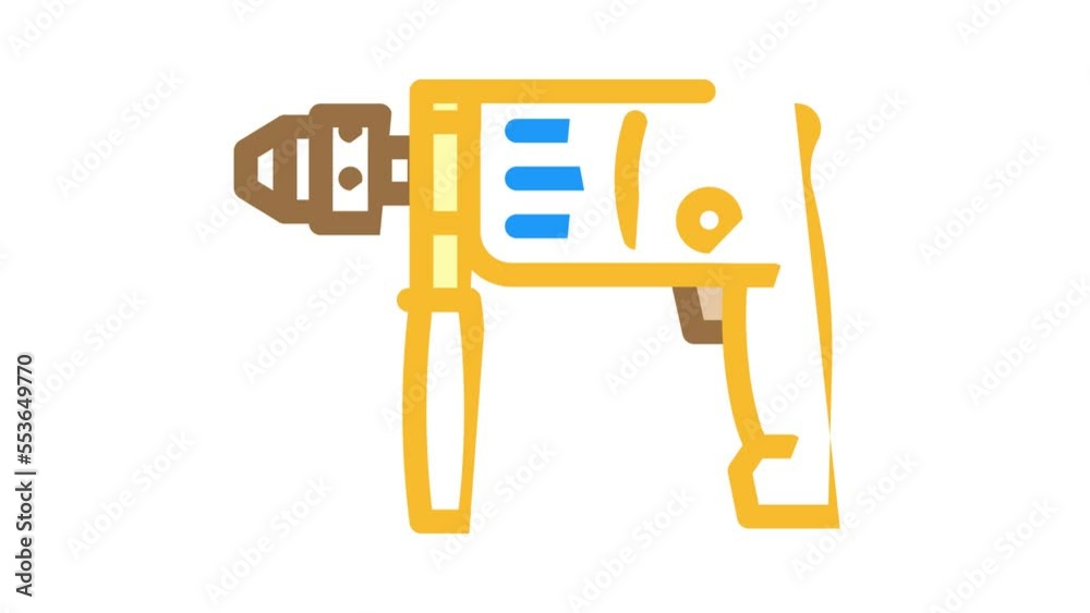 drill construction color icon animation