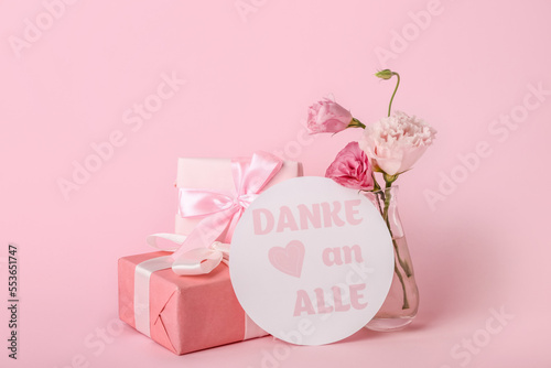 Card with text DANKE AN ALL...