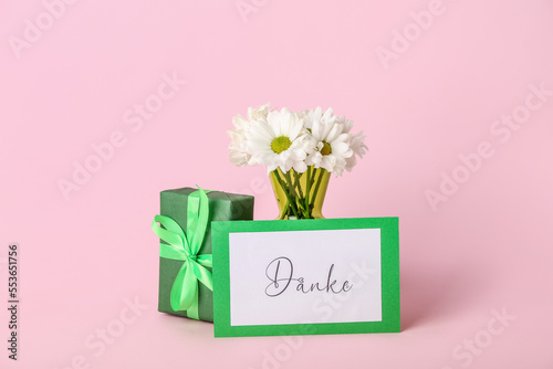 Card with text DANKE, gift ...