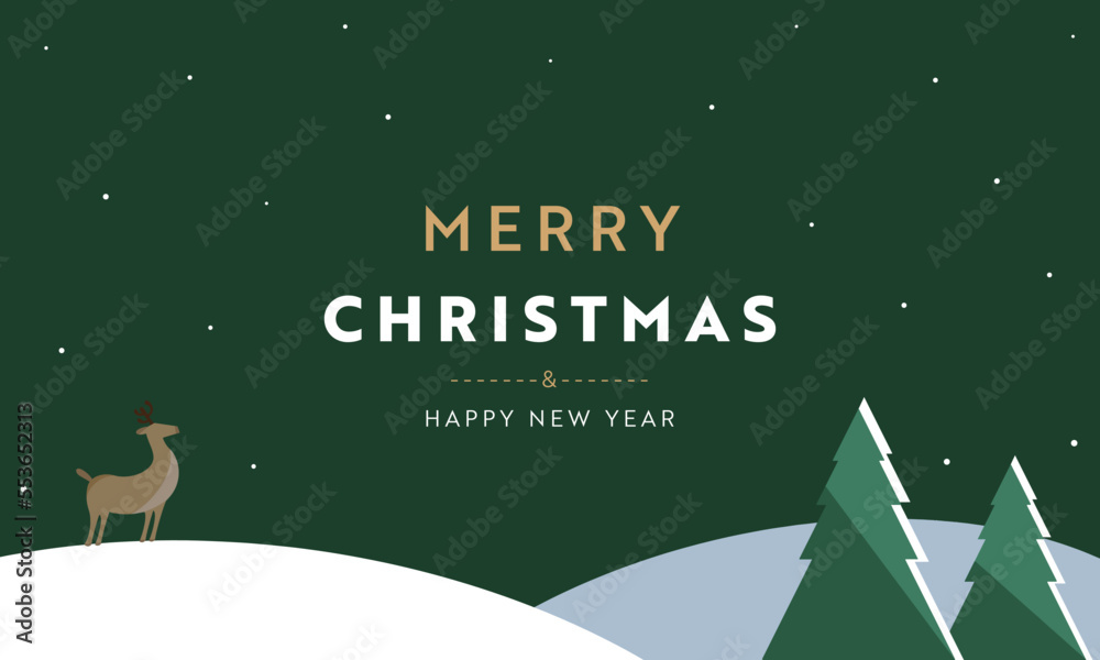 シンプルで可愛いフラットなデザインのクリスマス背景テンプレート（緑）　Simple and cute flat design Christmas background template (green)
