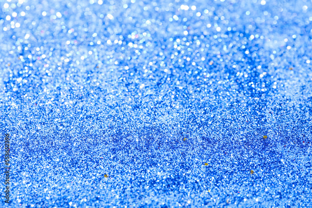 Obraz premium Closeup view of blue glitter as background