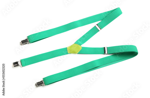 Obraz na płótnie Green suspenders on white background