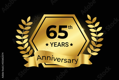 Gradient 65th anniversary glossy metallic luxury logo design